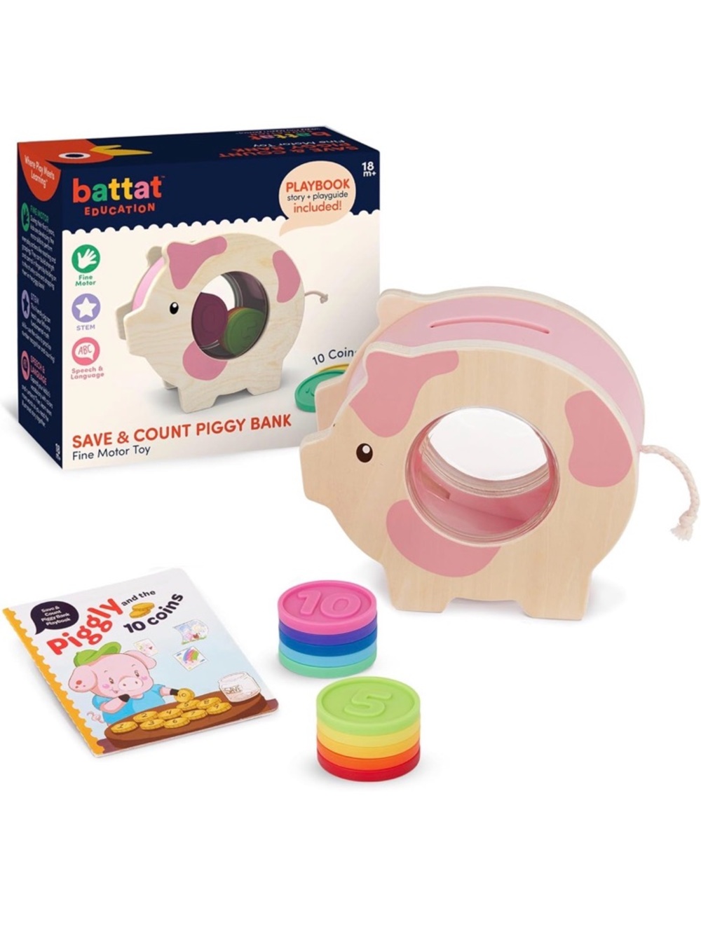 Battat Education – Wooden Save & Count Piggy Bank
